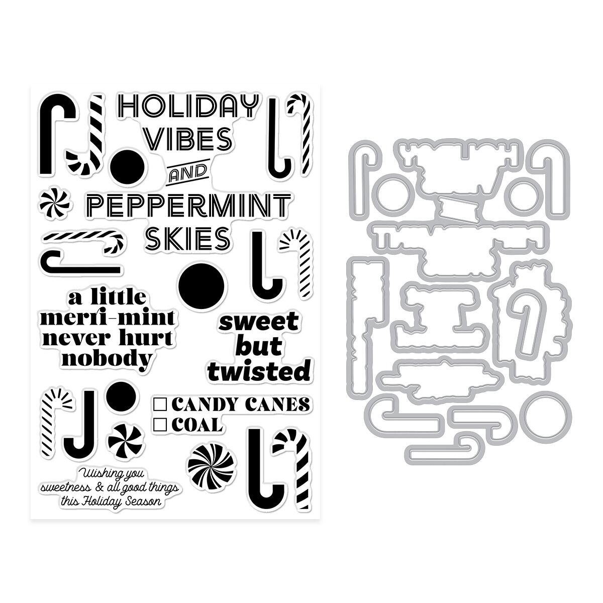 Hero Arts A Little Merri - Mint Stamp & Cut Set from the Candy Cane Season Collection - CraftSource Market: Craft Supplies & Kits Papercraft > Stamps > Photopolymer Stamps