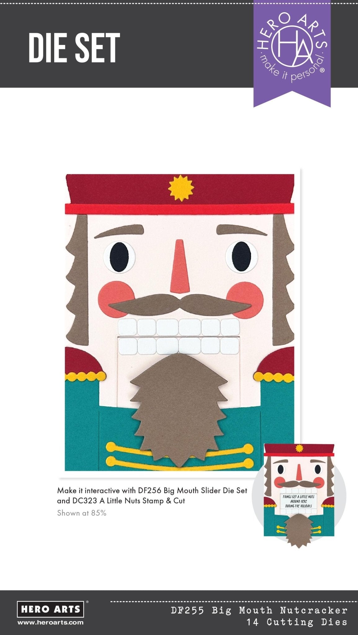 Hero Arts Big Mouth Nutcracker Etched Dies from the Crackin' Christmas Collection - CraftSource Market: Craft Supplies & Kits Papercraft > Dies > Metal Cutting Dies