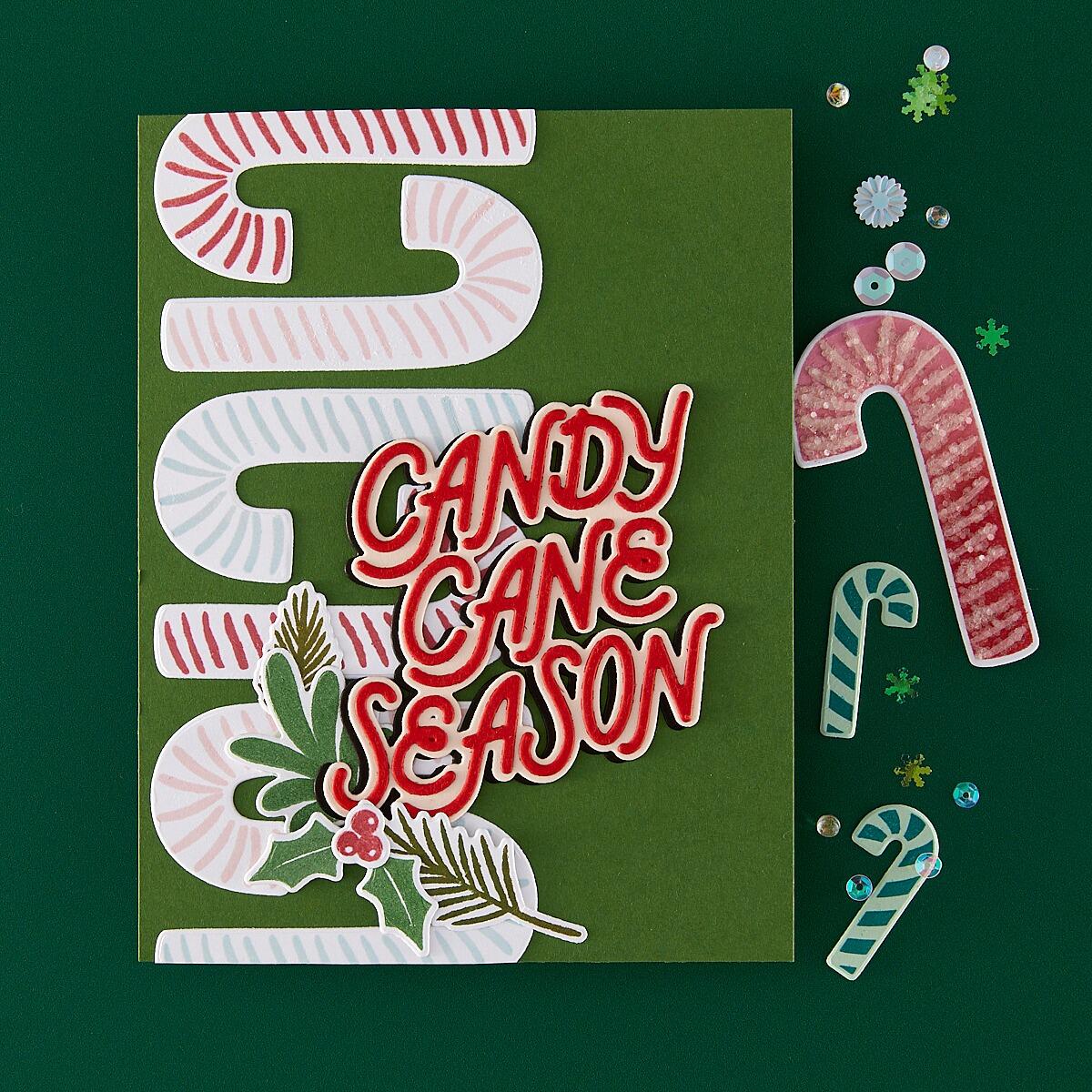 Hero Arts Candy Cane Season Etched Dies from the Candy Cane Season Collection - CraftSource Market: Craft Supplies & Kits Papercraft > Dies > Metal Cutting Dies