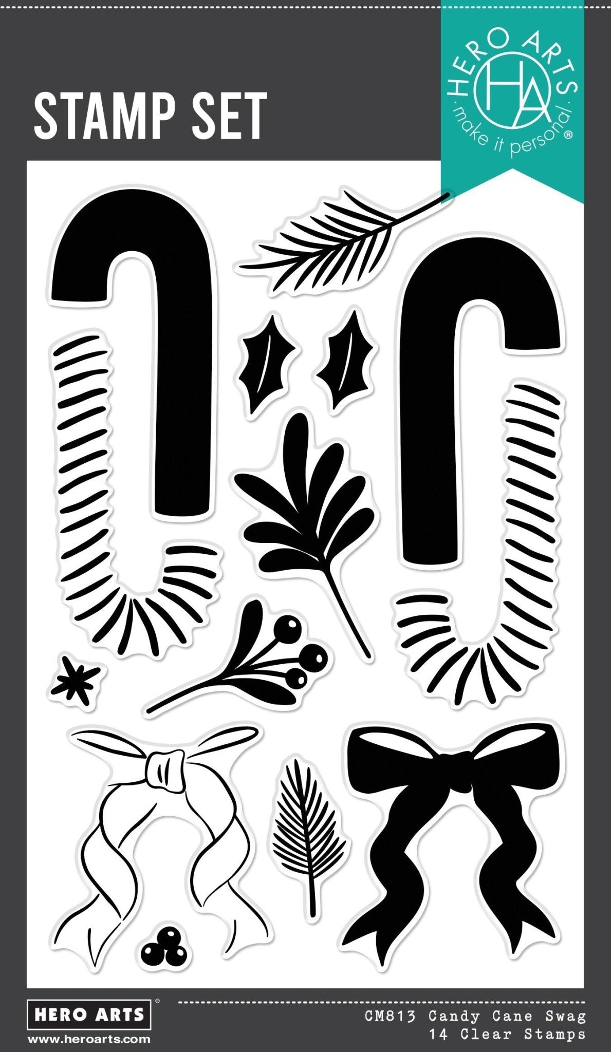 Hero Arts Candy Cane Swag Clear Stamps from the Candy Cane Season Collection - CraftSource Market: Craft Supplies & Kits Papercraft > Stamps > Photopolymer Stamps