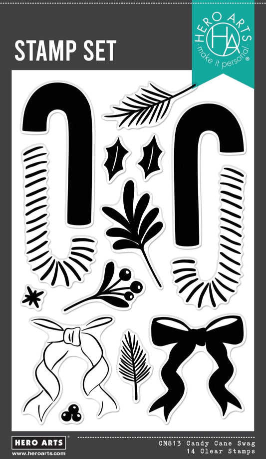 Hero Arts Candy Cane Swag Clear Stamps from the Candy Cane Season Collection - CraftSource Market: Craft Supplies & Kits Papercraft > Stamps > Photopolymer Stamps