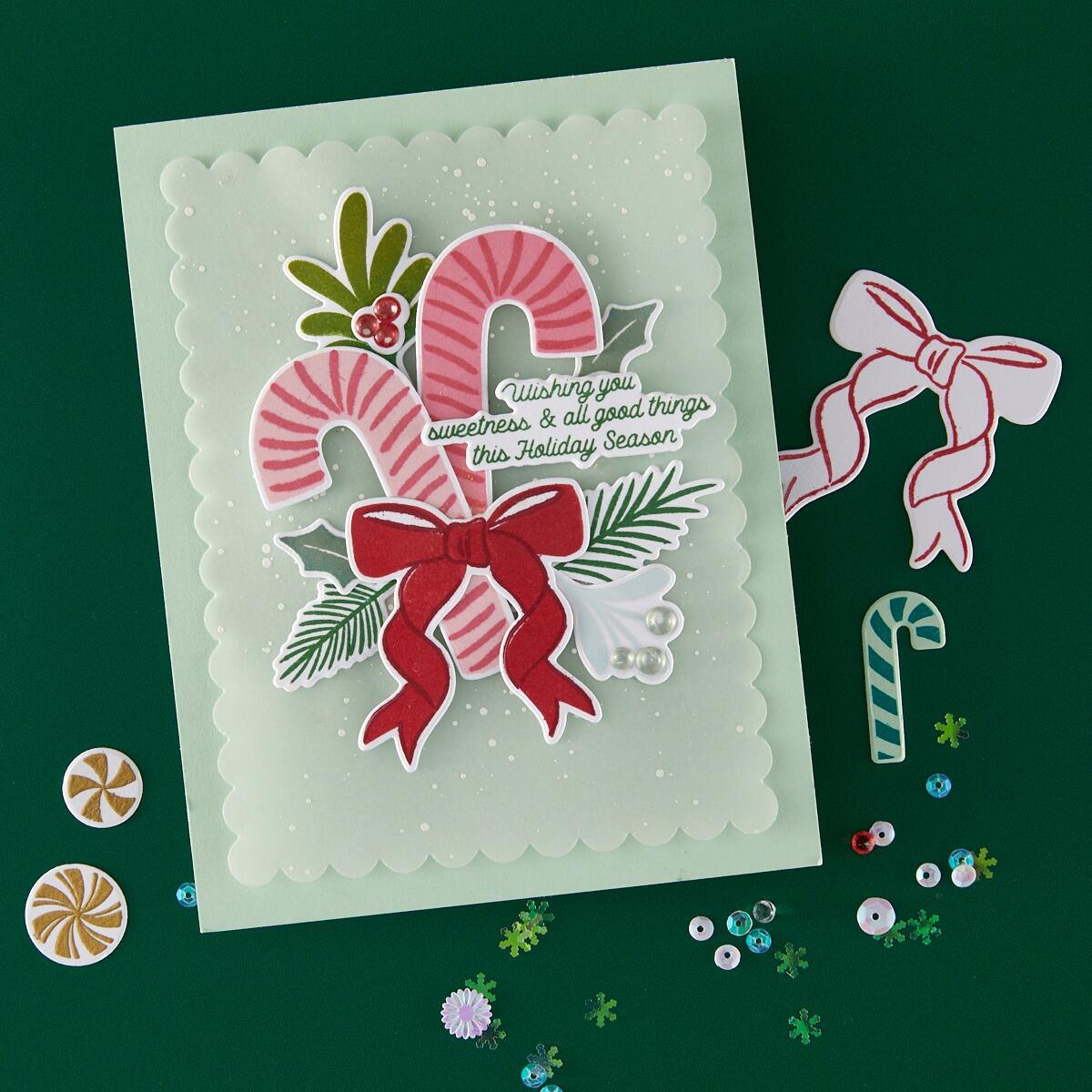 Hero Arts Candy Cane Swag Stamp & Cut Set from the Candy Cane Season Collection - CraftSource Market: Craft Supplies & Kits Papercraft > Stamps > Photopolymer Stamps