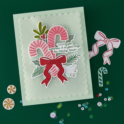Hero Arts Candy Cane Swag Stamp & Cut Set from the Candy Cane Season Collection - CraftSource Market: Craft Supplies & Kits Papercraft > Stamps > Photopolymer Stamps