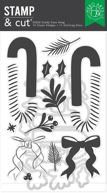 Hero Arts Candy Cane Swag Stamp & Cut Set from the Candy Cane Season Collection - CraftSource Market: Craft Supplies & Kits Papercraft > Stamps > Photopolymer Stamps