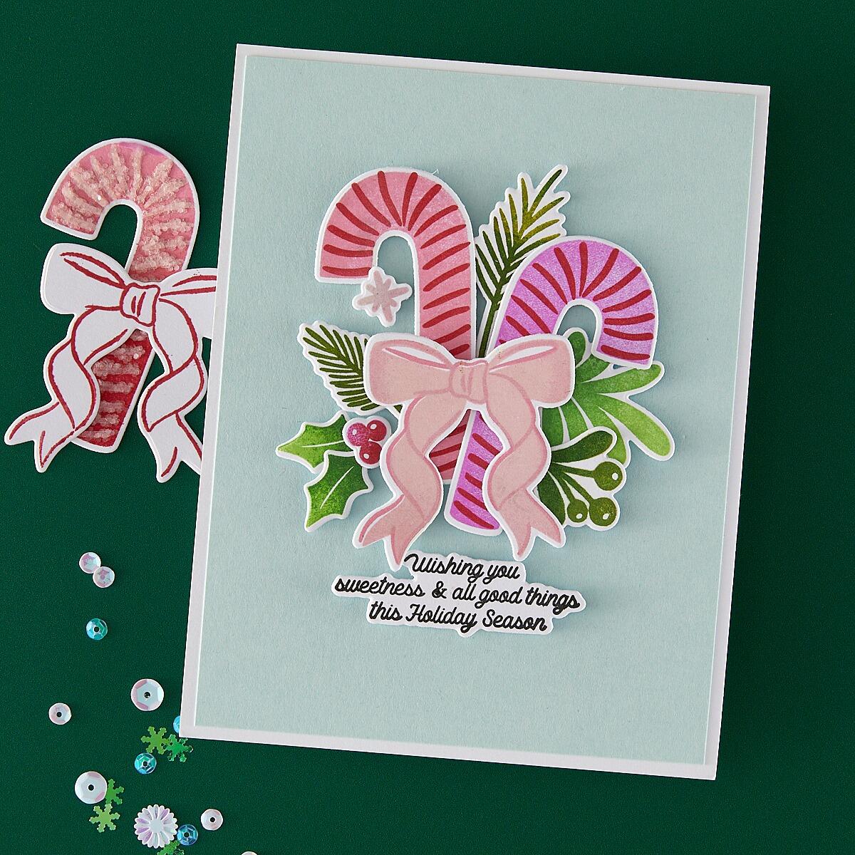 Hero Arts Candy Cane Swag Stamp & Cut Set from the Candy Cane Season Collection - CraftSource Market: Craft Supplies & Kits Papercraft > Stamps > Photopolymer Stamps