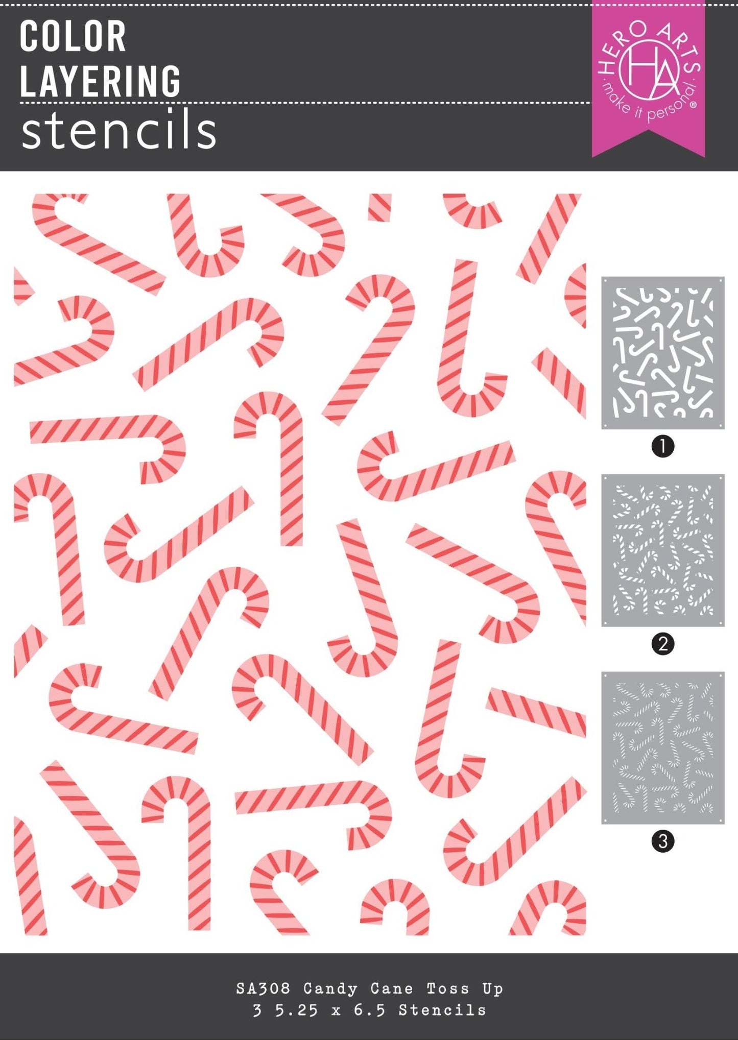 Hero Arts Candy Cane Toss Up Stencil from the Candy Cane Season Collection - CraftSource Market: Craft Supplies & Kits Papercraft > Stencils