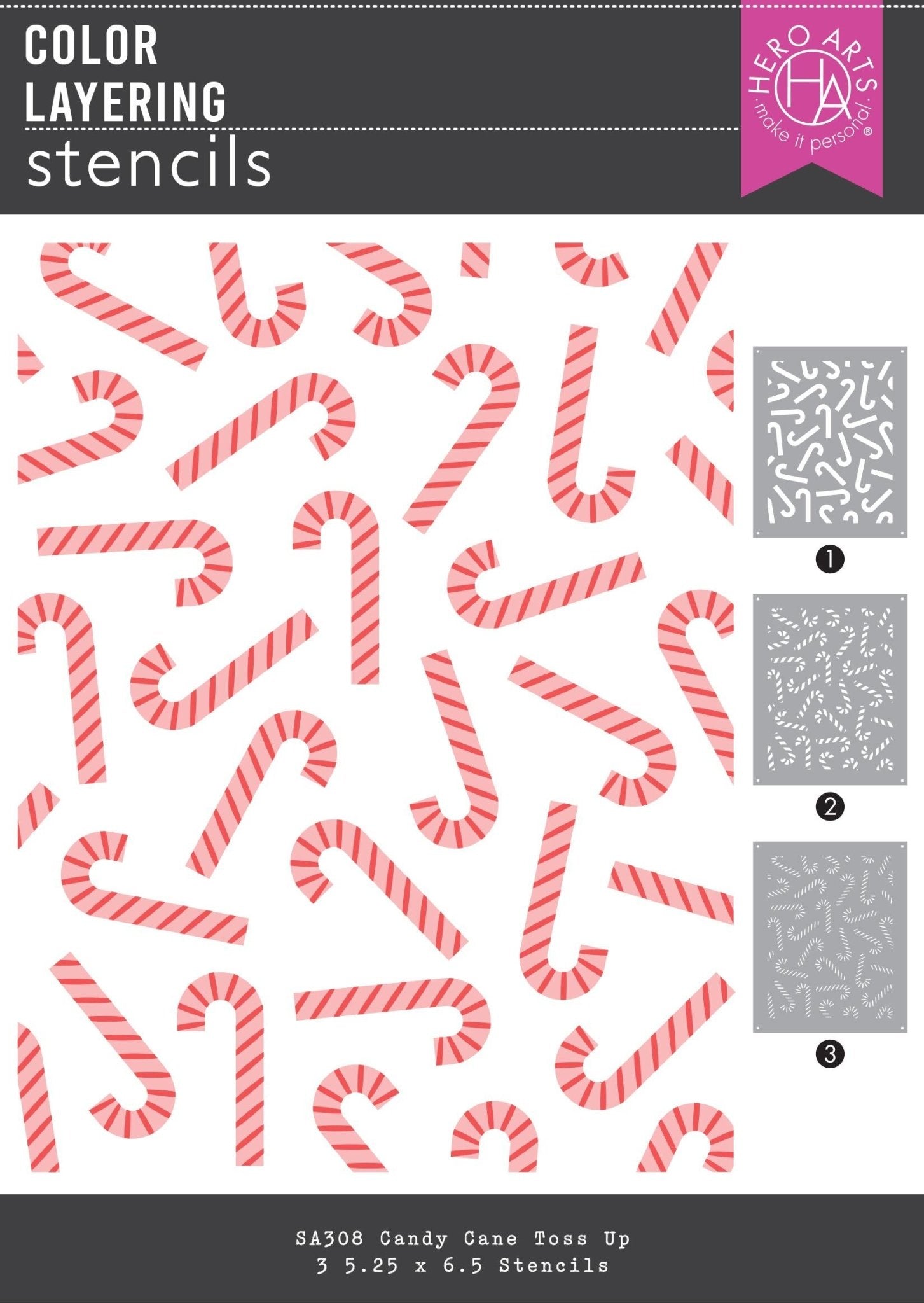 Hero Arts Candy Cane Toss Up Stencil from the Candy Cane Season Collection - CraftSource Market: Craft Supplies & Kits Papercraft > Stencils
