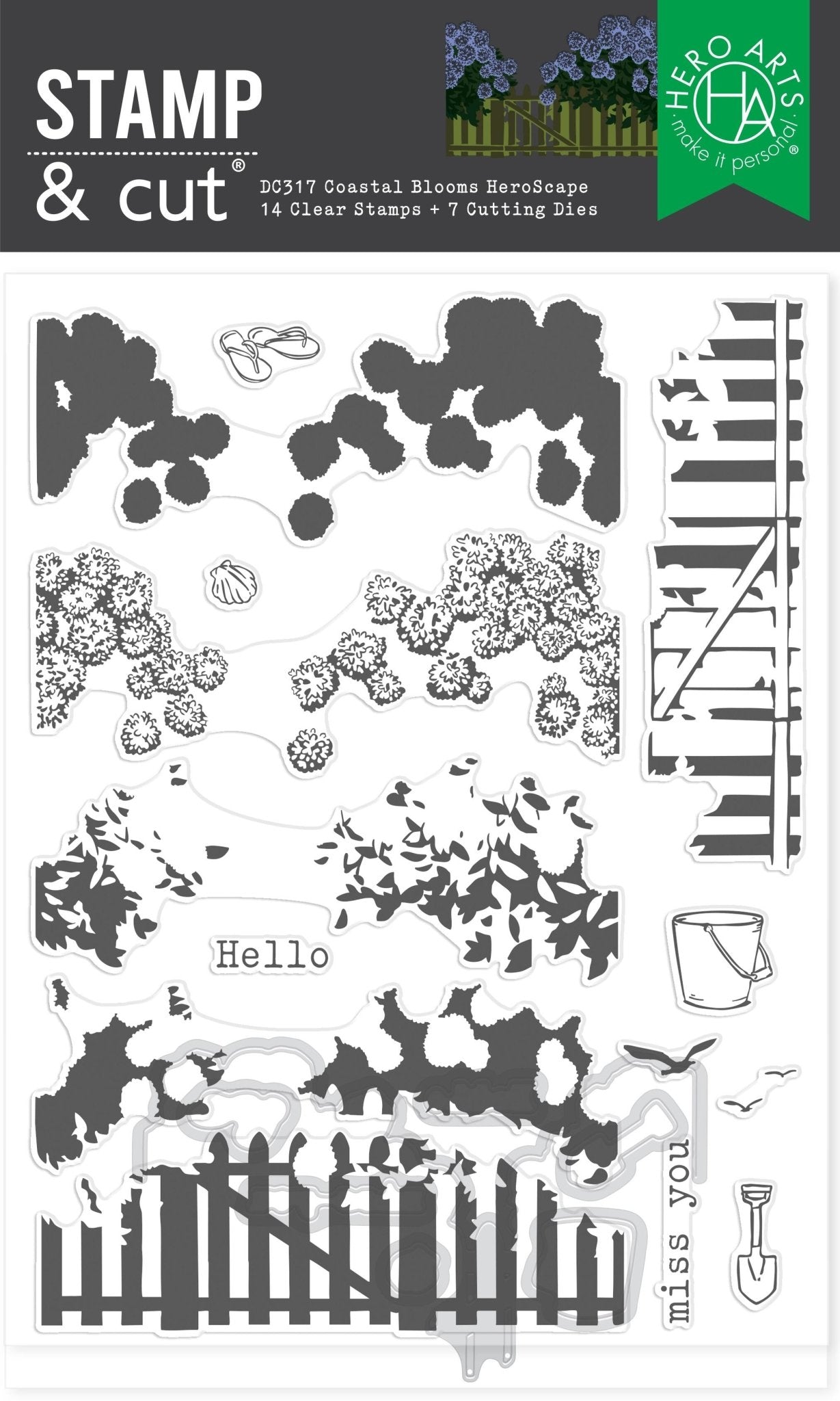 Hero Arts Coastal Blooms HeroScape Stamp & Cut Set from the Seaside Blooms Collection - CraftSource Market: Craft Supplies & Kits Papercraft > Stamps > Photopolymer Stamps