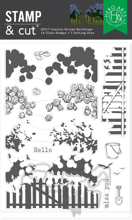 Hero Arts Coastal Blooms HeroScape Stamp & Cut Set from the Seaside Blooms Collection - CraftSource Market: Craft Supplies & Kits Papercraft > Stamps > Photopolymer Stamps