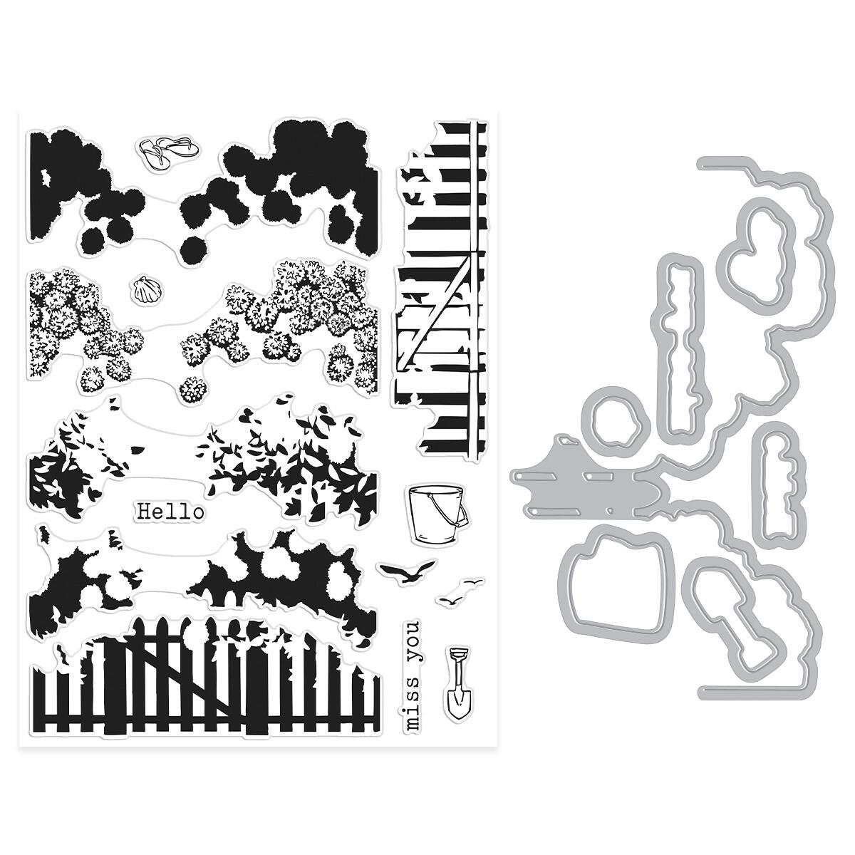 Hero Arts Coastal Blooms HeroScape Stamp & Cut Set from the Seaside Blooms Collection - CraftSource Market: Craft Supplies & Kits Papercraft > Stamps > Photopolymer Stamps