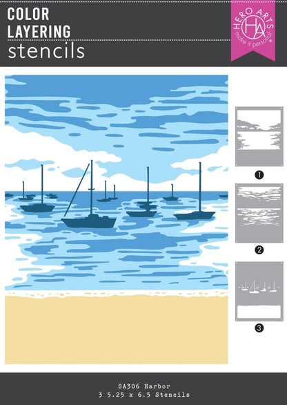 Hero Arts Colour Layering Harbor Stencils from the Seaside Blooms Collection - CraftSource Market: Craft Supplies & Kits Papercraft > Stencils