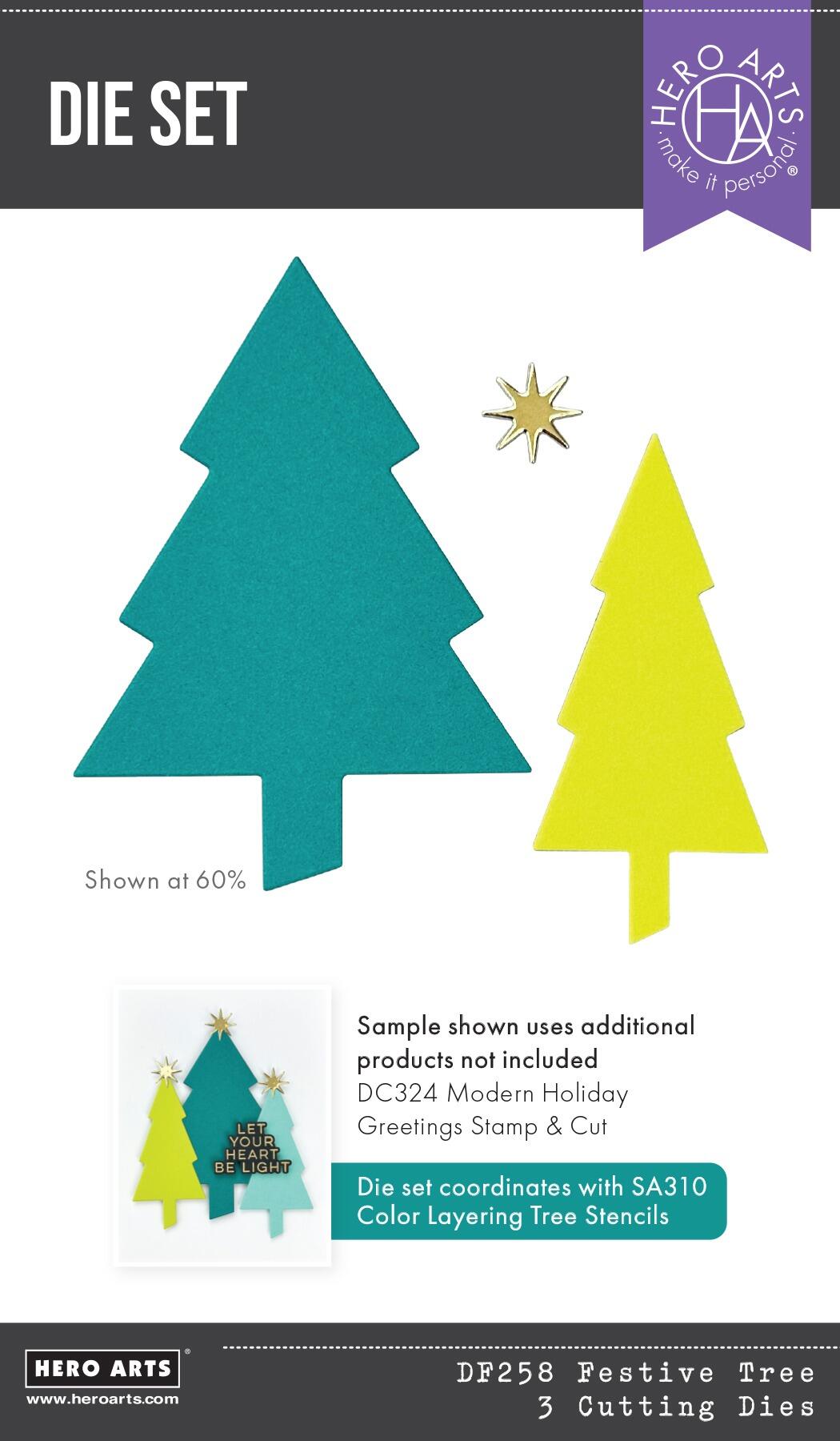Hero Arts Festive Tree Die Etched Dies from the Very Merry Collection - CraftSource Market: Craft Supplies & Kits Papercraft > Dies > Metal Cutting Dies