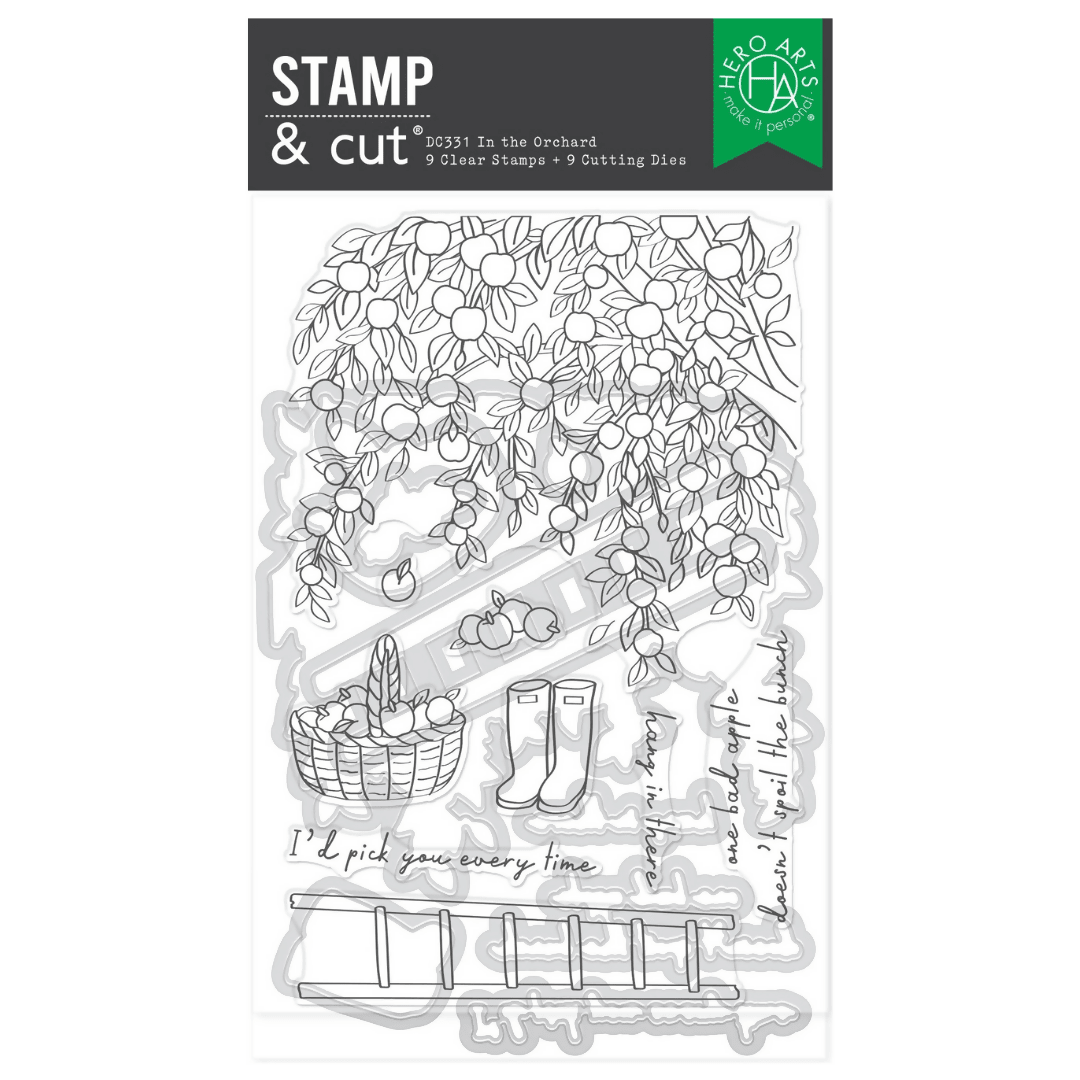 Hero Arts In The Orchard Stamp & Die + Stencil Bundle | I Pick You Collection - CraftSource Market: Craft Supplies & Kits Stamps