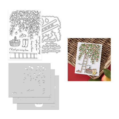 Hero Arts In The Orchard Stamp & Die + Stencil Bundle | I Pick You Collection - CraftSource Market: Craft Supplies & Kits Stamps