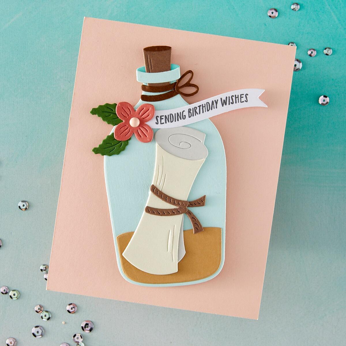 Hero Arts Message in a Bottle Etched Dies from the Summer by The Shore Collection - CraftSource Market: Craft Supplies & Kits Papercraft > Dies > Metal Cutting Dies