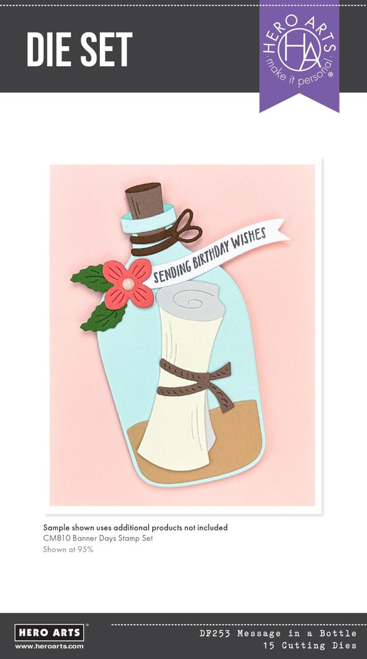 Hero Arts Message in a Bottle Etched Dies from the Summer by The Shore Collection - CraftSource Market: Craft Supplies & Kits Papercraft > Dies > Metal Cutting Dies