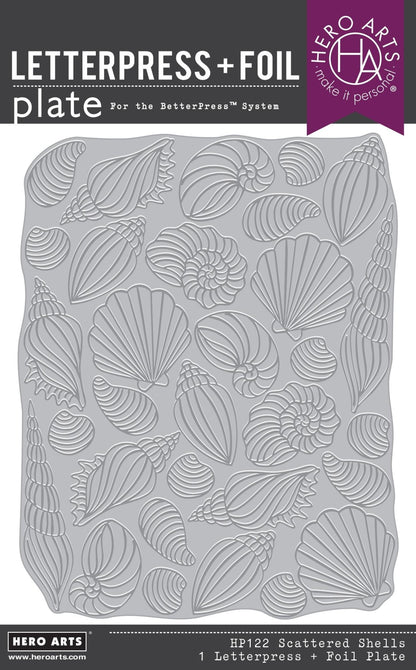 Hero Arts Scattered Shells BetterPress + Foil Plate | Summer by The Shore Collection - CraftSource Market: Craft Supplies & Kits Betterpress