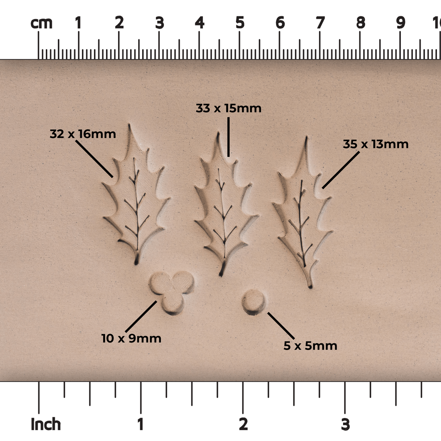 Holly Leaf & Berry Stamps - 3 Sizes