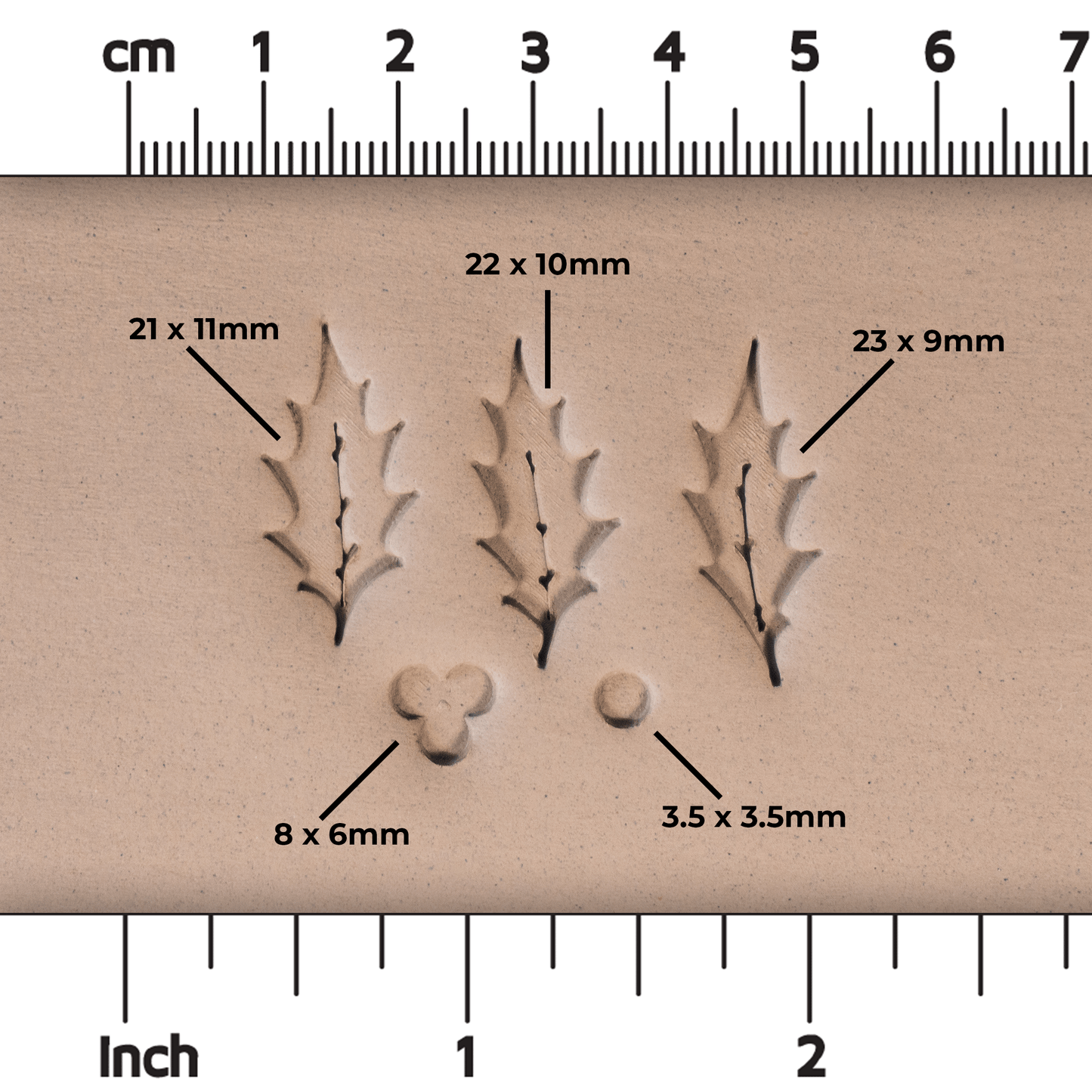 Holly Leaf & Berry Stamps - 3 Sizes