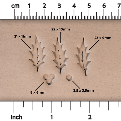 Holly Leaf & Berry Stamps - 3 Sizes