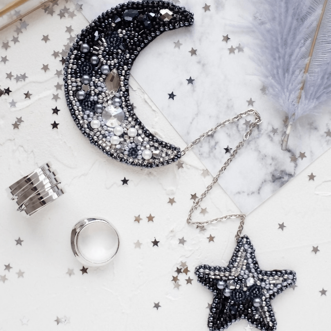Jewellery Making Kit - Moon Beaded Brooch - CraftSource Market: Craft Supplies & Kits Beading Kit