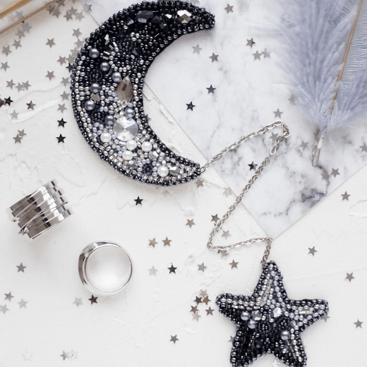 Jewellery Making Kit - Moon Beaded Brooch - CraftSource Market: Craft Supplies & Kits Beading Kit