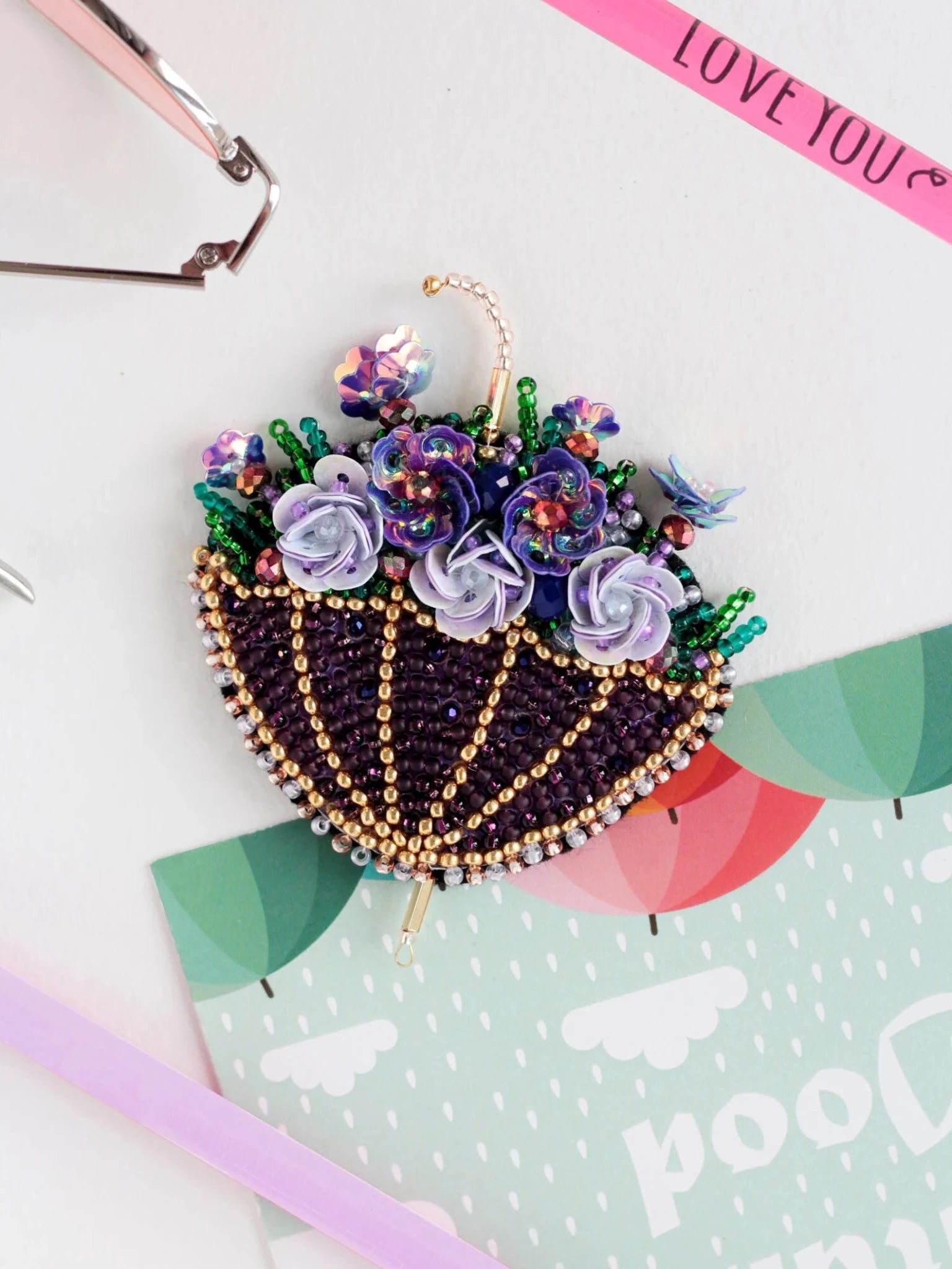 Jewellery Making Kit - Umbrella Beaded Brooch - CraftSource Market: Craft Supplies & Kits Beading Kit