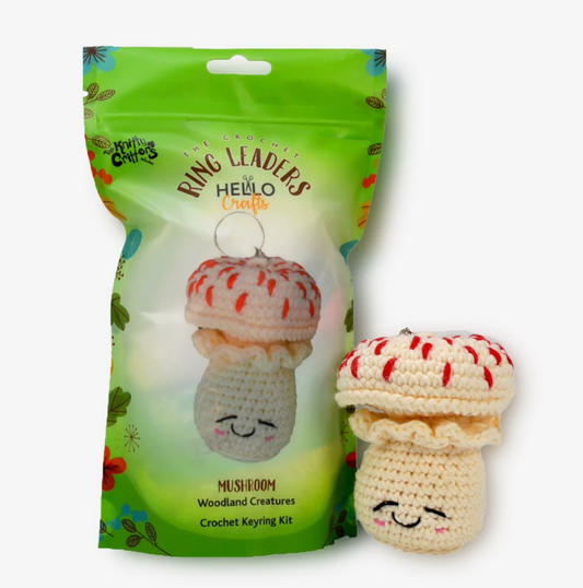 Knitty Critters Ring Leaders - Mushroom Crochet Keyring Kit - CraftSource Market: Craft Supplies & Kits Crochet