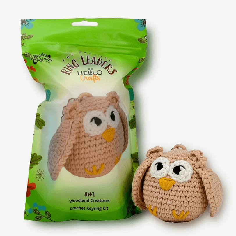 Knitty Critters Ring Leaders - Owl Crochet Keyring Kit - CraftSource Market: Craft Supplies & Kits Crochet