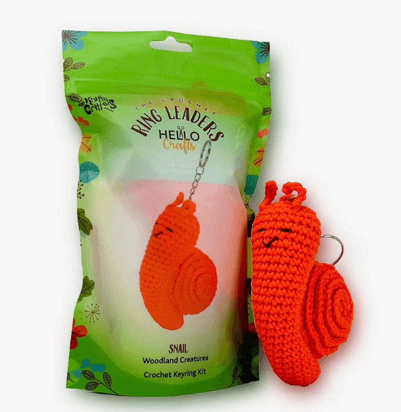 Knitty Critters Ring Leaders - Snail Crochet Keyring Kit - CraftSource Market: Craft Supplies & Kits Crochet