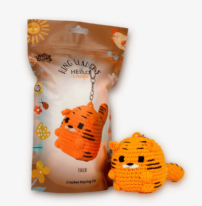 Knitty Critters Ring Leaders - Tiger Crochet Keyring Kit - CraftSource Market: Craft Supplies & Kits Crochet