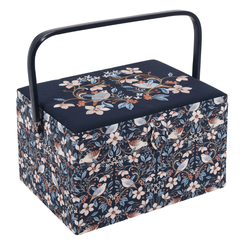 Large Embroidered Blossom Birds Sewing Box - CraftSource Market: Craft Supplies & Kits Craft Storage
