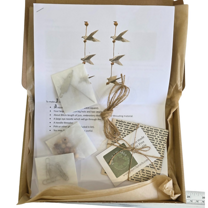 Kit to make 6 hanging origami doves, easy to fold