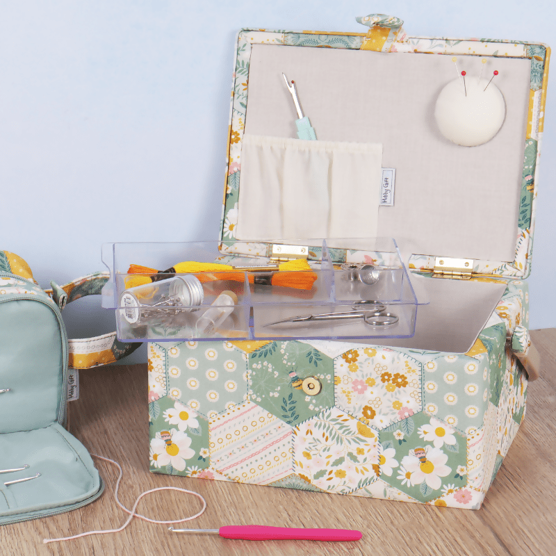 Medium Patchwork Bee Sewing Box - CraftSource Market: Craft Supplies & Kits Craft Storage