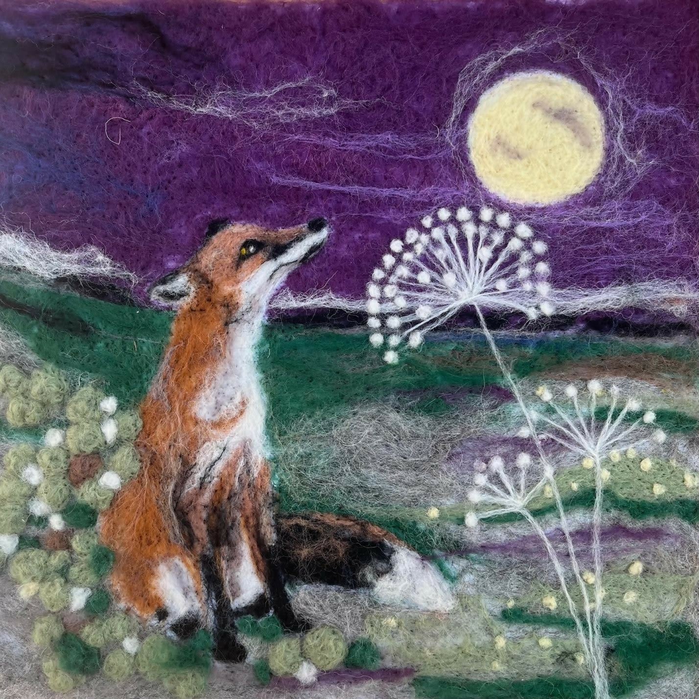 Moon Gazing Fox Felted Picture Kit - CraftSource Market: Craft Supplies & Kits