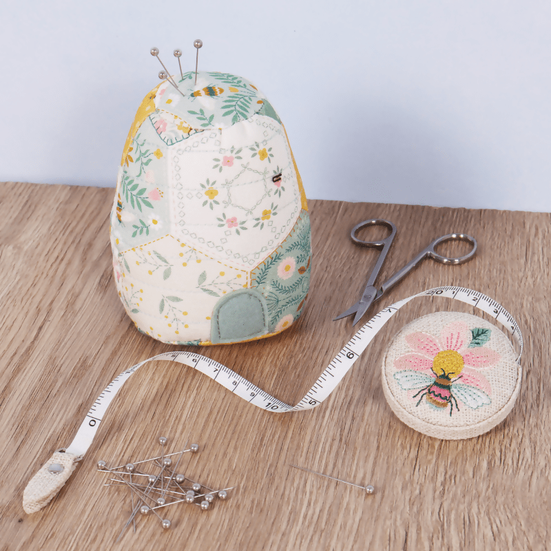 Patchwork Bee Beehive Pincushion - CraftSource Market: Craft Supplies & Kits Sewing Tools & Accessories