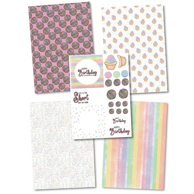 Patterned Papers - Rainbow Yarn - CraftSource Market: Craft Supplies & Kits Paper