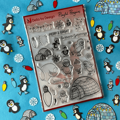 Playful Penguins Stamp Set - CraftSource Market: Craft Supplies & Kits Papercraft > Stamps > Photopolymer Stamps