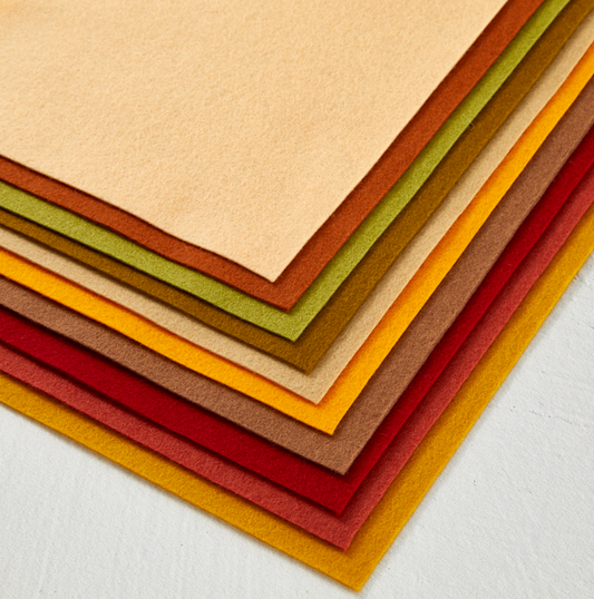 Merino wool felt sheets in various autumn and fall colors.