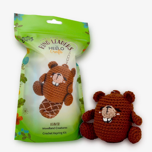 Knitty Critters Ring Leaders - Beaver Crochet Keyring Kit
