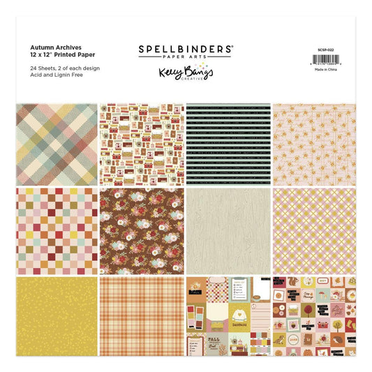 Spellbinders Autumn Archives 12x12" Printed Paper - CraftSource Market: Craft Supplies & Kits Spellbinders > Paper & Card > Autumn > Craft Paper Pack