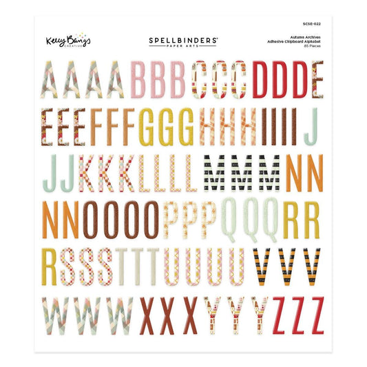Spellbinders Autumn Archives Chipboard Alphabet Stickers - CraftSource Market: Craft Supplies & Kits Spellbinders > Embellishments > Autumn > Craft Embellishments
