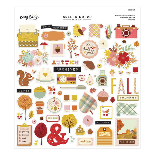 Spellbinders Autumn Archives Chipboard Die Cut Stickers - CraftSource Market: Craft Supplies & Kits Spellbinders > Embellishments > Autumn > Craft Embellishments