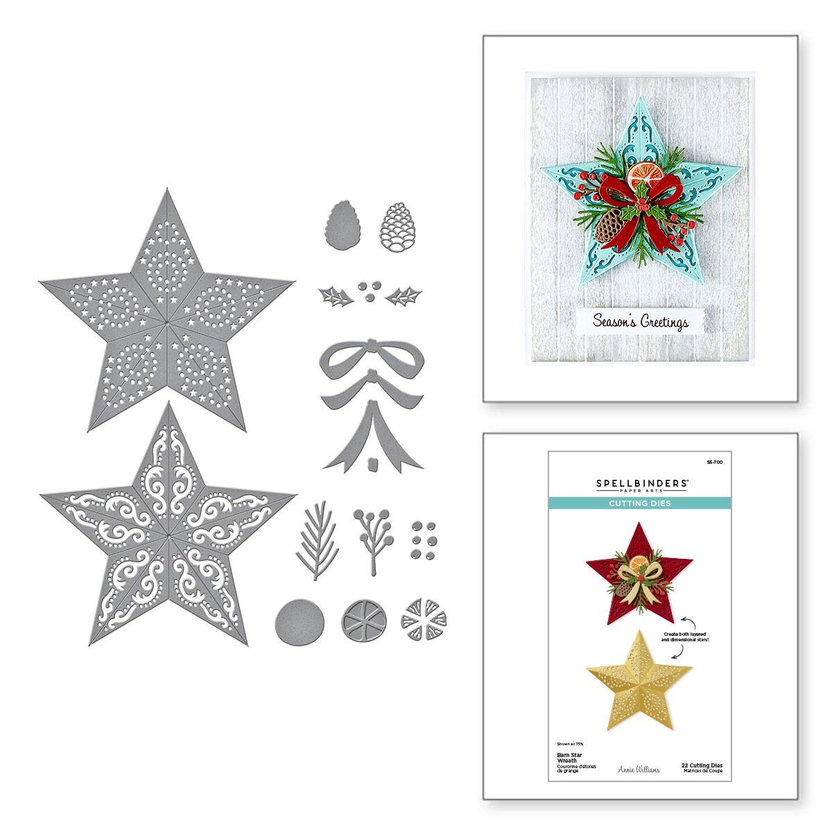 Spellbinders Barn Star Wreath Die Set - CraftSource Market: Craft Supplies & Kits Spellbinders > Dies > Christmas > Craft Die Set