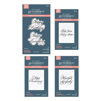 Spellbinders BetterPress Copperplate Happy Everything Sentiments Bundle - CraftSource Market: Craft Supplies & Kits Spellbinders > Bundles > Birthday > Craft Bundle