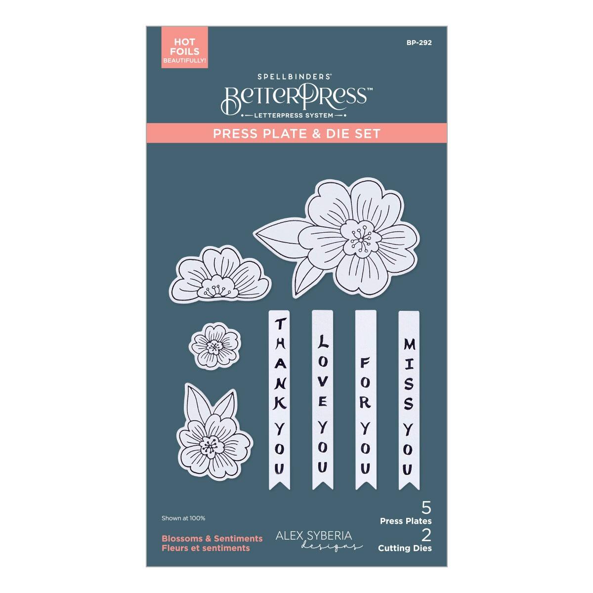 Spellbinders Blossoms & Sentiments BetterPress Plate & Die Set - CraftSource Market: Craft Supplies & Kits Spellbinders > Bundles > General > Craft Bundle