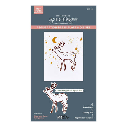 Spellbinders Cheer and Good Tidings Deer Registration Press Plate & Die Set - CraftSource Market: Craft Supplies & Kits Spellbinders > Letterpress > Christmas > Craft Press Plate