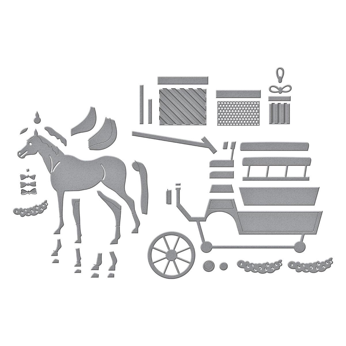 Spellbinders Christmas Horse Drawn Wagon Die Set - CraftSource Market: Craft Supplies & Kits Spellbinders > Dies > Christmas > Craft Die Set