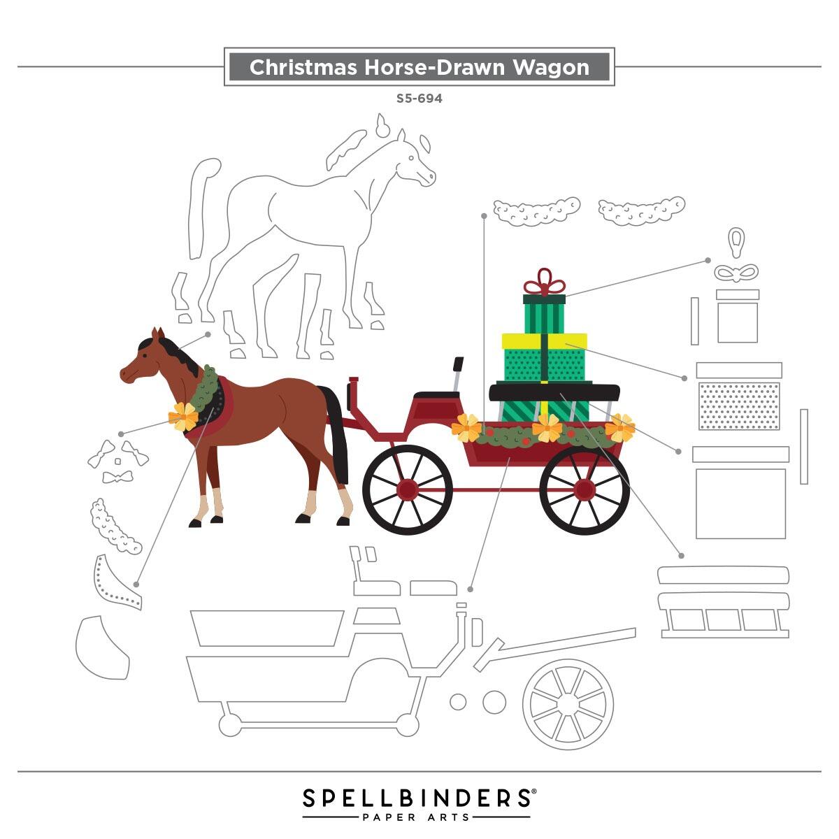 Spellbinders Christmas Horse Drawn Wagon Die Set - CraftSource Market: Craft Supplies & Kits Spellbinders > Dies > Christmas > Craft Die Set