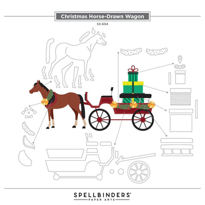 Spellbinders Christmas Horse Drawn Wagon Die Set - CraftSource Market: Craft Supplies & Kits Spellbinders > Dies > Christmas > Craft Die Set